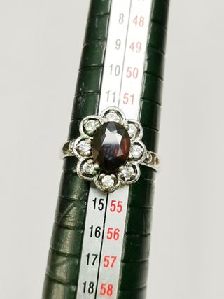 Anillo Plata Granate y Circonitas