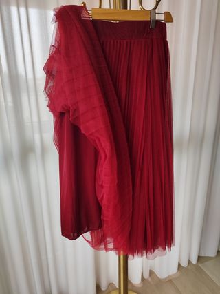 Gonna lunga in tulle rosso