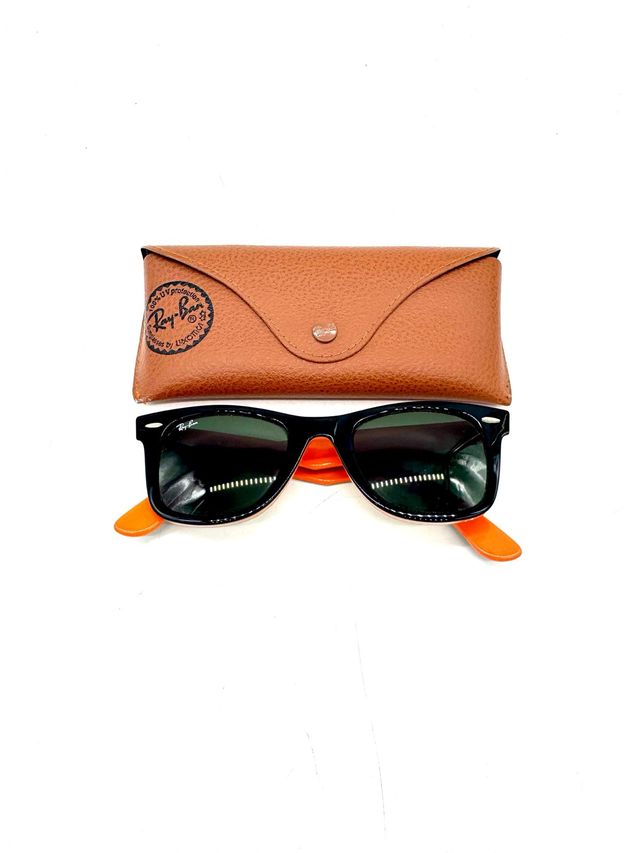 Ray-Ban Wayfarer RB2140 1002/51 Made in Italy occhiali da sole neri/arancio