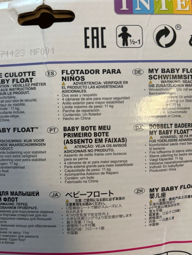 Flotador bebé Intex My Baby Float 70cm