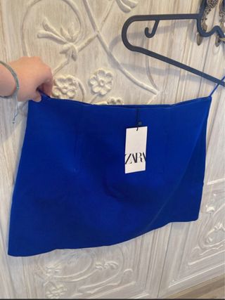 Falda azul eléctrica Zara XL nueva con etiqueta