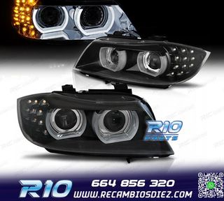 FAROS XENON OJOS ANGEL 3D BMW E90 E91 08-12 FONDO NEGRO