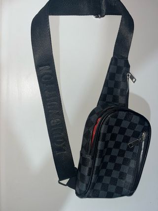 Bandolera cuadros negro y gris