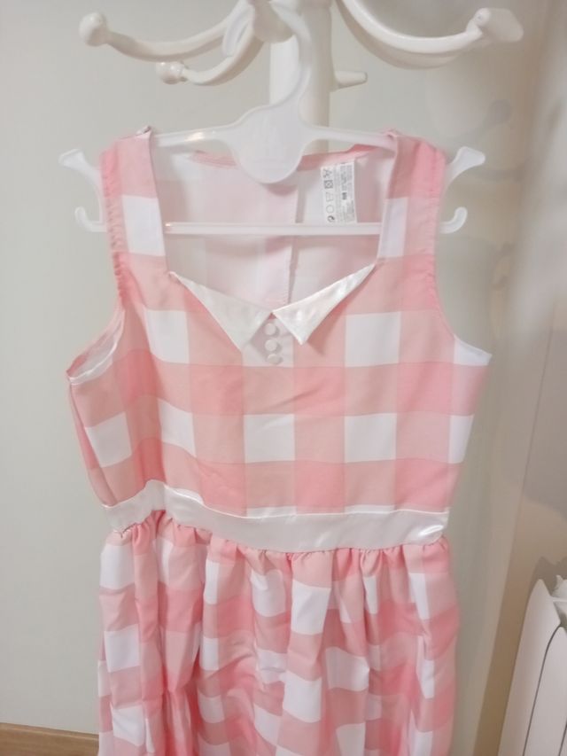 Disfraz Muñeca Cuadros Rosa