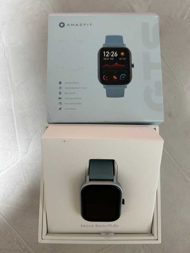 Reloj Inteligente Azul y Plateado