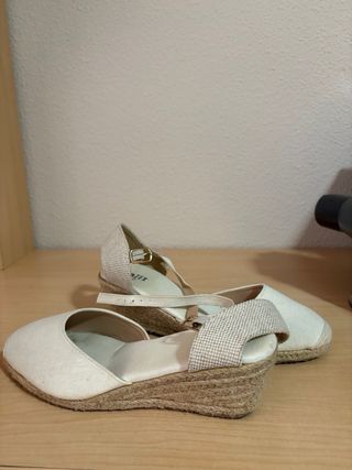 Esparteñas blancas sandalias cuña