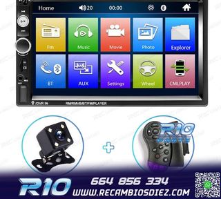RADIO 2DIN 7" TÁCTIL BLUETOOTH USB SD + CAMARA MARCHA ATRÁ