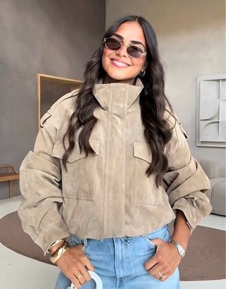 Chaqueta Zara Piel Ante Viral Talla S