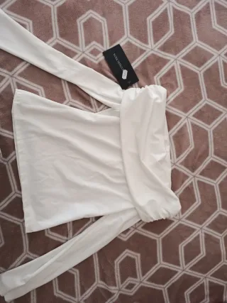 Camiseta cuello barco manga larga blanca