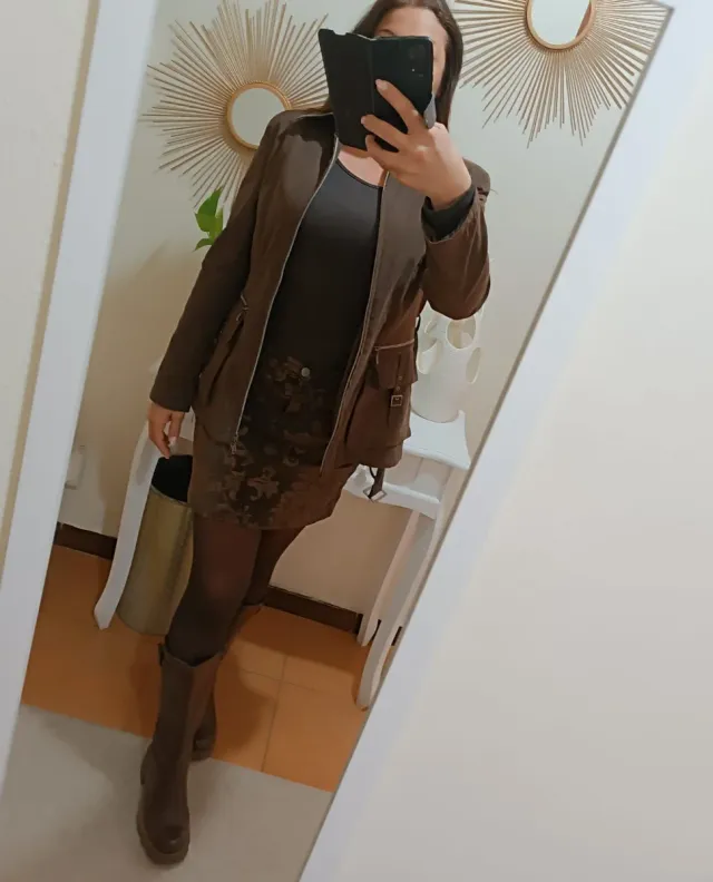 Gonna corta in denim marrone 'Extyn'