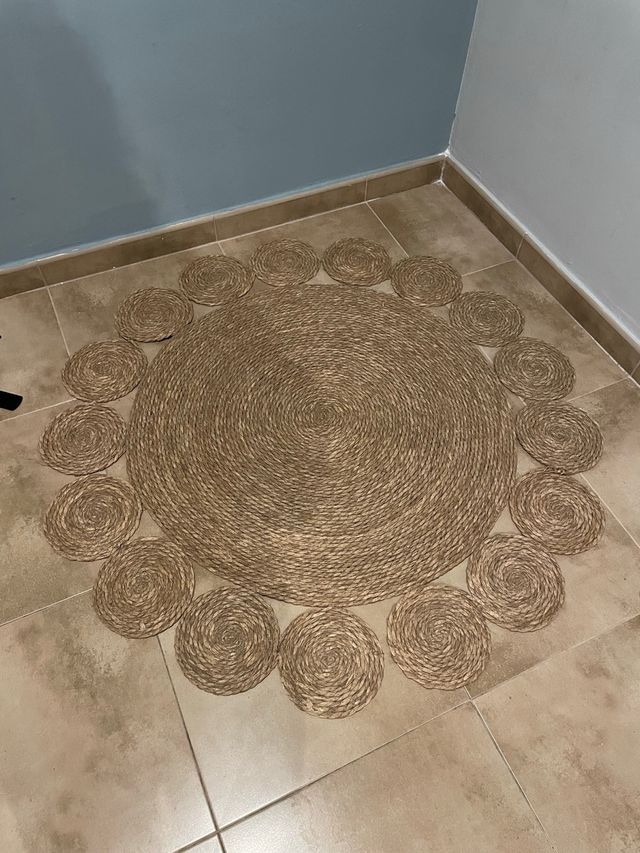 Alfombra redonda de yute