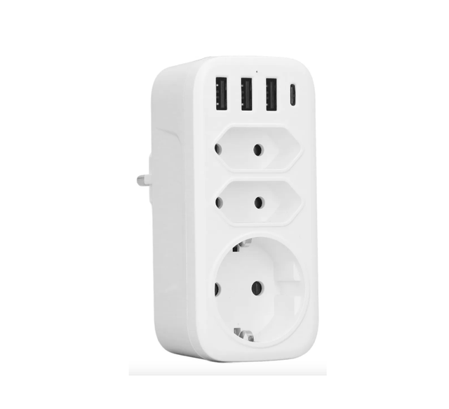 Regleta enchufe 7 en 1 EU con USB y Type-C, 4000W