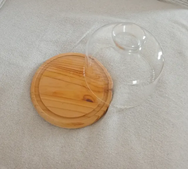 Quesera de cristal y madera