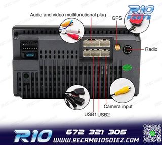 RADIO 9" GPS ANDROID 13 2DIN TÁCTIL BLUETOOTH USB SD