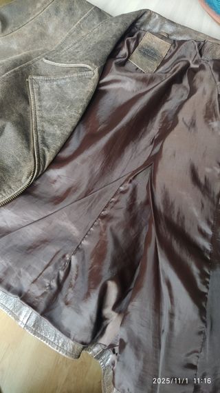 Cazadora polipiel  marrón mujer