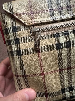 Bolso Burberry Cuadros Beige y Rojo