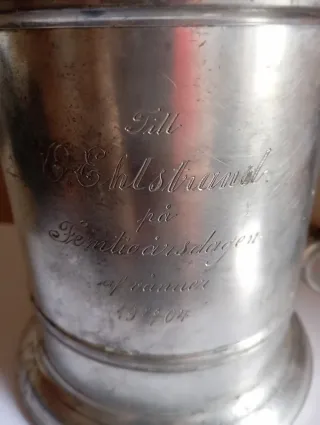 Boccale di birra metallo svedese XIX-XX