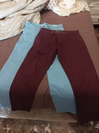 Pantalones Chinos Primark Hombre Azul y Marrón.