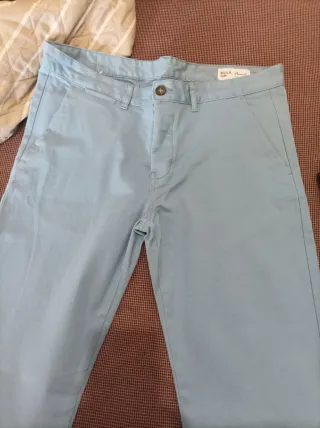 Pantalones Chinos Primark Hombre Azul y Marrón.