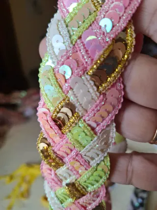 Cinturón trenzado lentejuelas multicolor