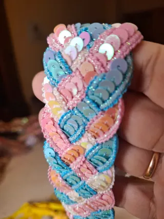 Cinturón trenzado lentejuelas multicolor