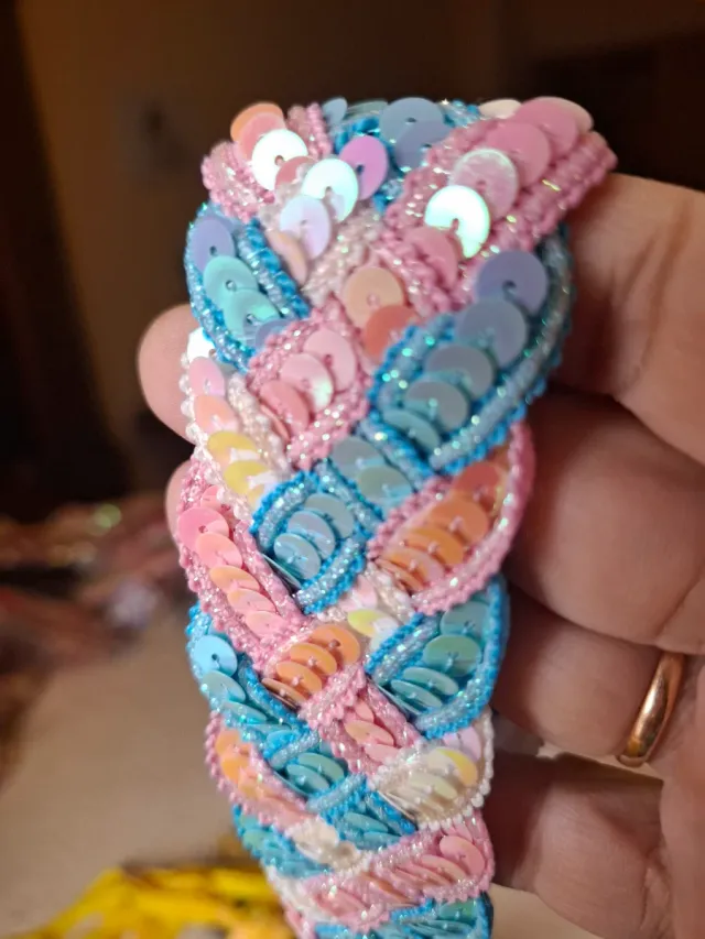 Cinturón trenzado lentejuelas multicolor