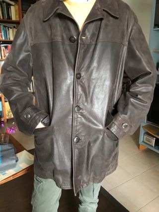 Giaccone uomo vera pelle marrone taglia 50 XL