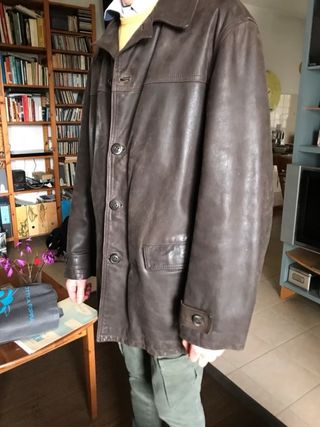 Giaccone uomo vera pelle marrone taglia 50 XL