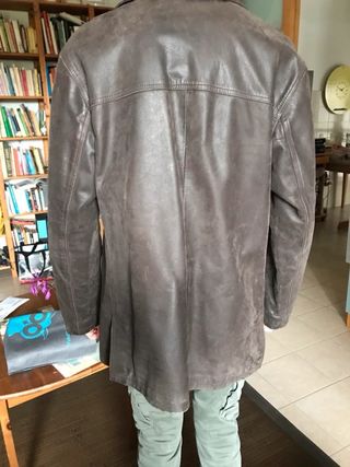 Giaccone uomo vera pelle marrone taglia 50 XL