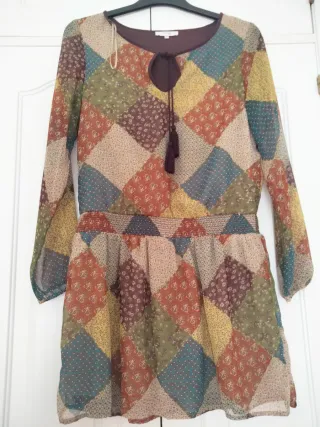 Vestido corto patchwork talla 40