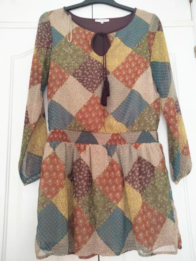 Vestido corto patchwork talla 40