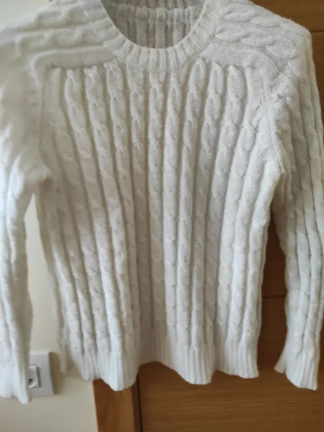 Jersey de punto trenzado blanco