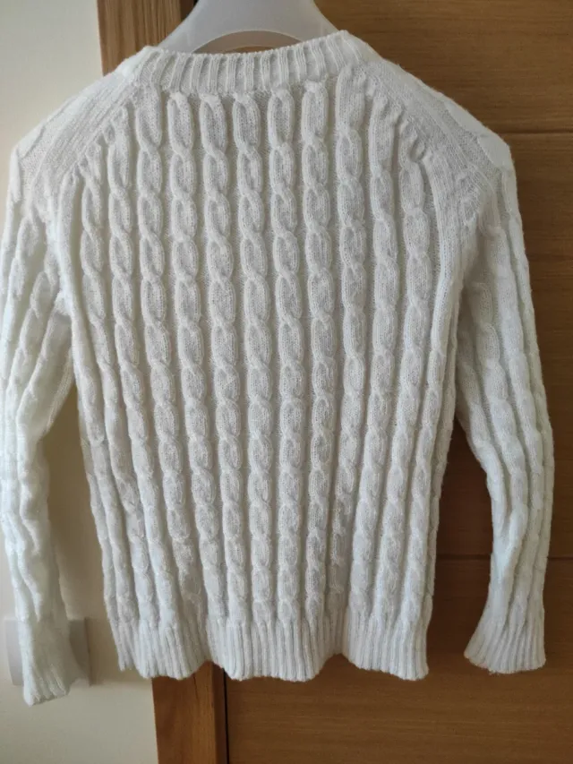 Jersey de punto trenzado blanco