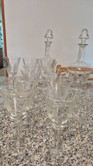 Set Bicchieri Cristallo con 2 Caraffe