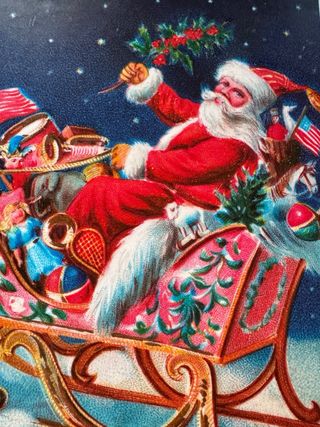 Vetrofania Natale Babbo Natale Renna Vintage 