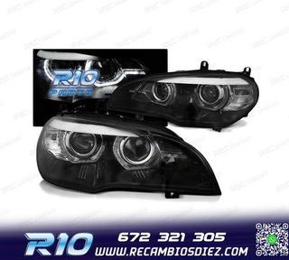 FAROS XENON PARA BMW X5 E70 07-10 OJOS ANGEL 3D NEGRO
