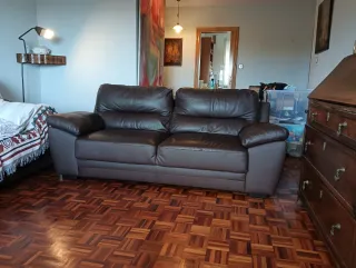 Divano in pelle marrone a 2 posti