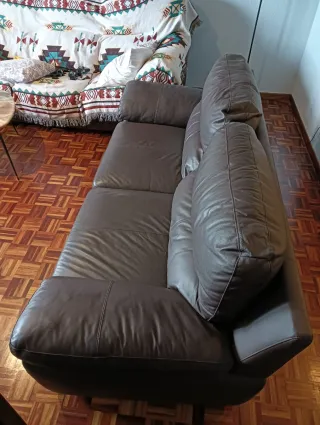 Divano in pelle marrone a 2 posti