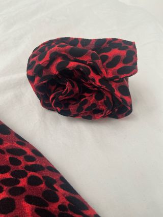 Conjunto leopardo rojo blusa y minifalda