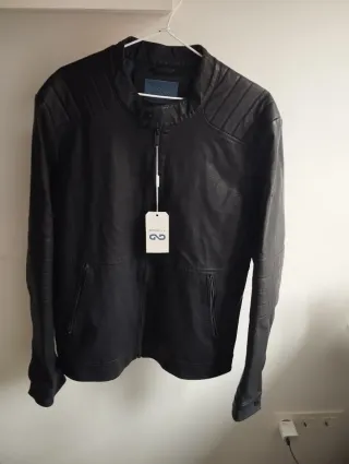 Chaqueta de cuero GENDIVE negra hombre