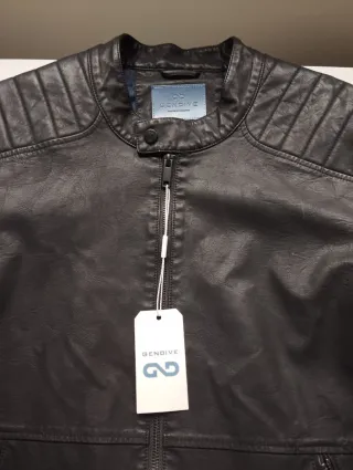 Chaqueta de cuero GENDIVE negra hombre