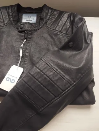 Chaqueta de cuero GENDIVE negra hombre