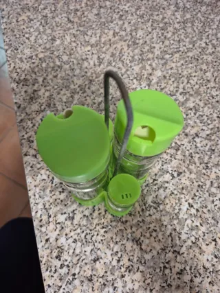 Set Olio Pepe Sale Aceto Vetro Plastica