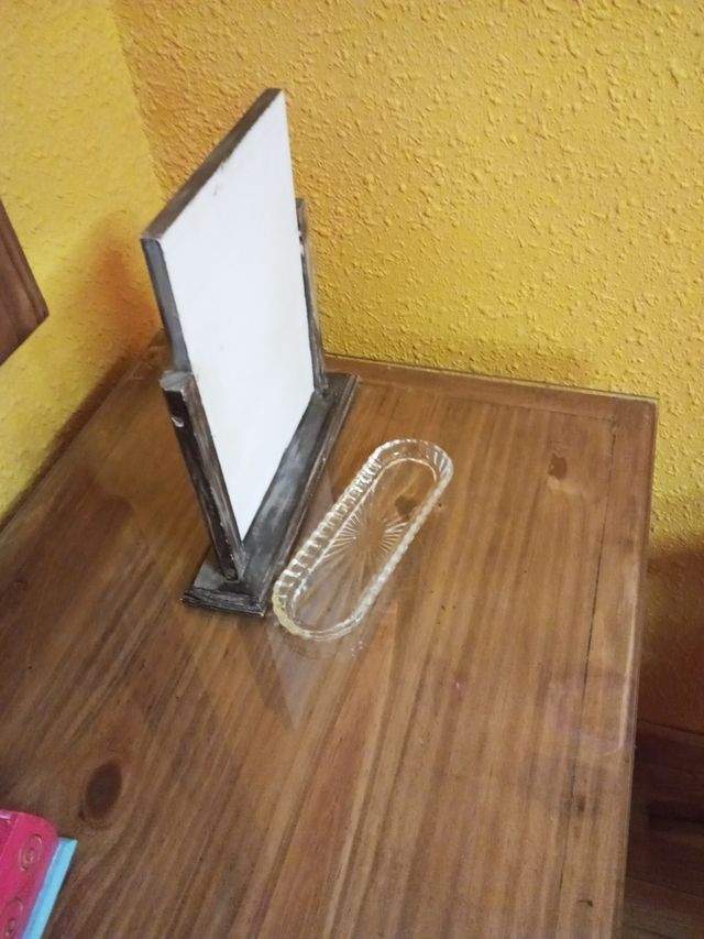Espejo tocador y bandeja cristal