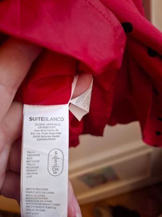 Vestido rojo lunares negros talla S