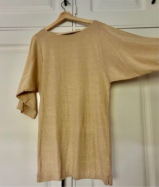 Vestido corto Zara de fiesta, dorado, talla S