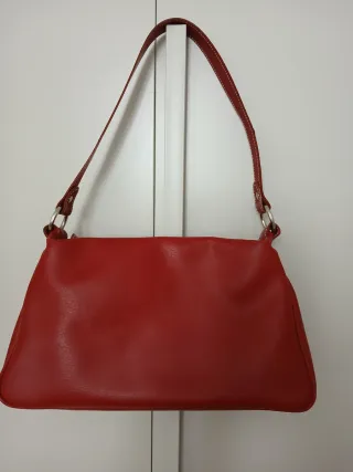 Borsa a spalla o a mano in pelle rosso/bordeaux 