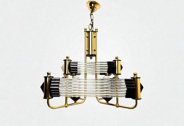 Lámpara de techo abstracto latón dorado vidrio