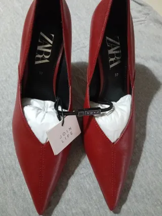 Tacones Zara Rojos Talla 37 Mujer