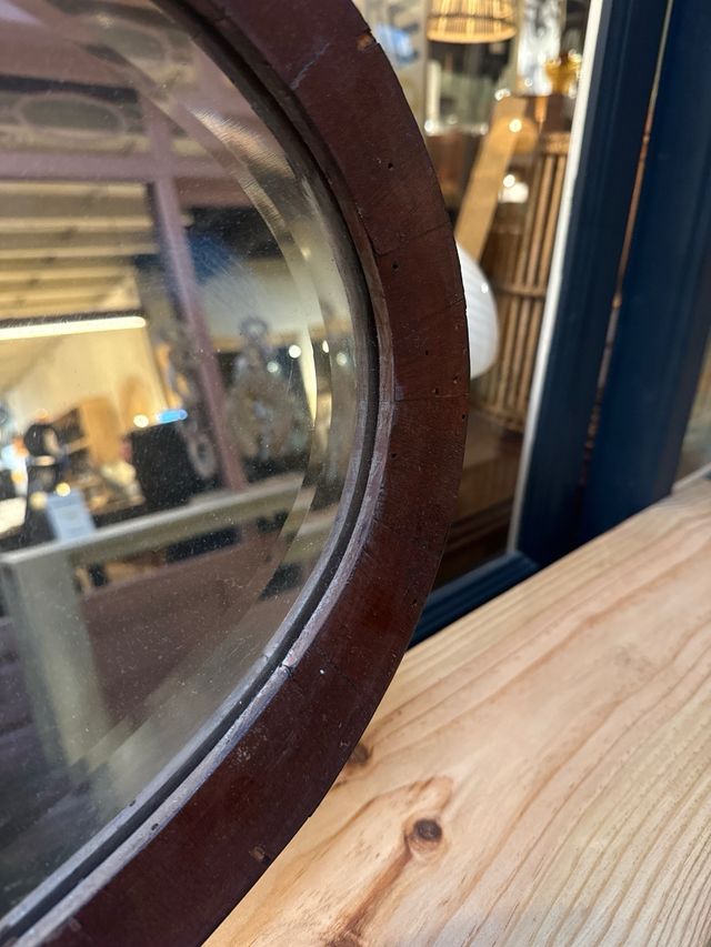 Espejo Ovalado Biselado Madera